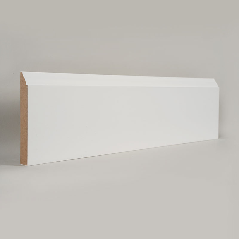Plinte MDF (grund cu grunduire și alb perlat) 3/5' x 4 1/4'