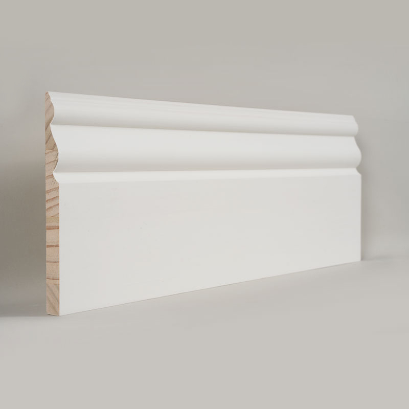 Plintă de pin (grund cu grunduire și alb perlat) 3/5' x 6'