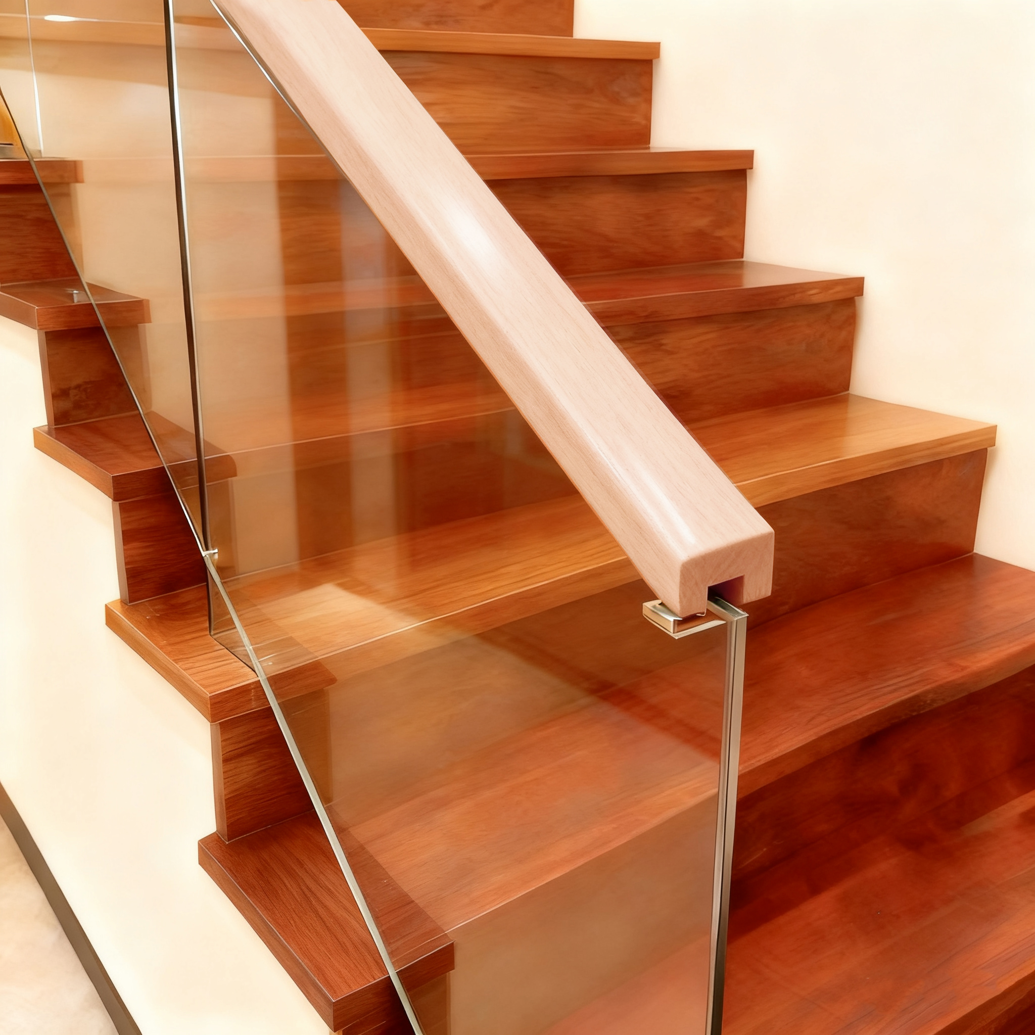 Balustrade din lemn masiv pentru scari (invelite PVC) - culoare stejar 1 1/6' x 1 1/6'