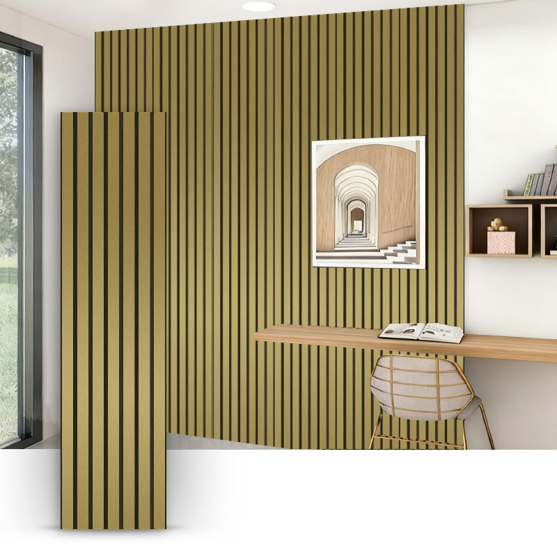 Grilă de perete/panou acustic de perete (învelit PVC pe o singură față) - culoare metalizată periată 2400/2700mm x 600mm