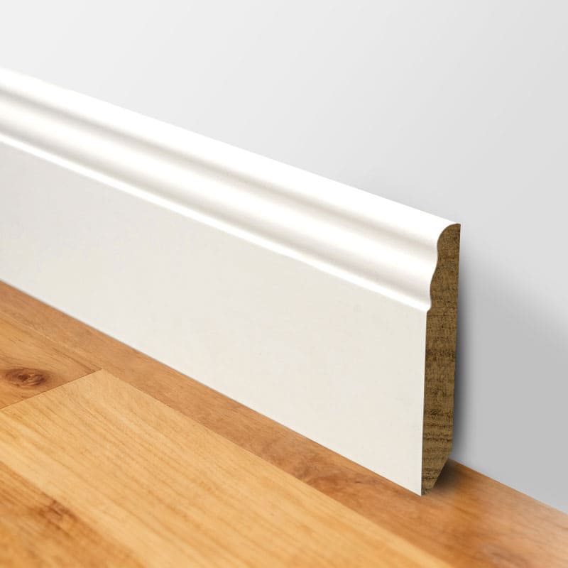 Plinte din lemn masiv (grundut și vopsit)-alb 3/5' x 3 15/16'